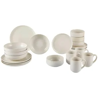 Novel Kombiservice Marbella, Beige, Keramik, 20-teilig, Uni, 410 ml,700 ml, Lfgb, lebensmittelecht, Essen & Trinken, Geschirr, Geschirr-Sets, Kombiservice