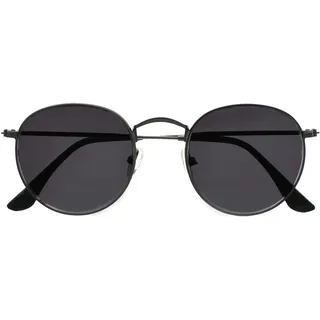 OPULIZE Sol Sonnen Leser Brille Dünner Rand Runde Retro-Metallfassungen Kratzfest Getönte Linse UV400-Schutz Metallgrau Schwarze Spitzen Herren Damen S94-7 +3.50