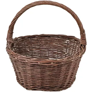Allzweckkorb Natur Weide - Geflochtener Korb mit Henkel für Transport & Deko - Ø 45x22/47cm - Rustikal, ungeschält, naturbraun, robust & vielseitig