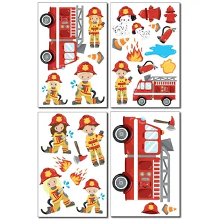 Samunshi® Wandtattoo Feuerwehr Set Wandbilder Kinderzimmer Deko Junge Wandtattoo Kinderzimmer Mädchen Wandsticker Kinderzimmer