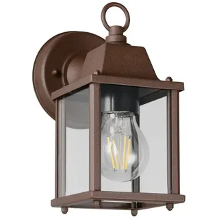TRIO Leuchten LED Außen-Wandleuchte, LED wechselbar, Warmweiß, Außenlampe Wand-Laterne Landhausstil Außenwandlampe Rostbraun, H: 22cm braun