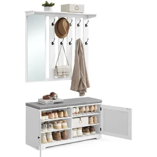 VASAGLE Wandgarderobe Set 101 cm Weiß