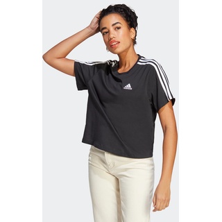 T-Shirt ADIDAS SPORTSWEAR "W 3S CR TOP" Gr. S, schwarz-weiß (black, white) Damen Shirts kurzarm