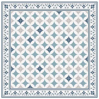 Bilderdepot24 Teppich Vinyl Wohnzimmer Schlafzimmer Flur Küche Fliesen Muster, quadratisch - blau glatt, nass wischbar (Küche, Tierhaare) - Saugroboter & Bodenheizung geeignet blau 160 cm x 160 cm