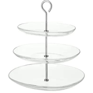 Ikea Glas-Etagere KVITTERA 3-Fach Etagére mit kombinierbaren, abnehmbaren Tellern aus Glas mit hohen Kanten - 27x31x34cm (BxTxH) - spülmaschinenfest