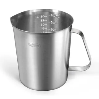 Messbecher Edelstahl 700 ML mit 3 Messskalen (ML, OZ, Cup) mit Griff
