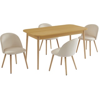 BAÏTA Macaron Set Tisch + 4 Stühle, beige, L150cm