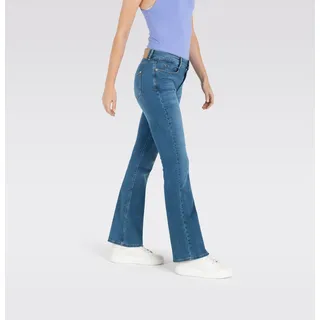 Bootcut-Jeans MAC "BOOT" Gr. 42, Länge 30, blau (medbluautu30) Damen Jeans Röhrenjeans Modisch ausgestellter Saum