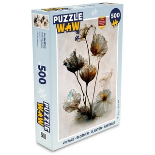 MuchoWow Puzzle Vintage - Blumen - Pflanzen - Abstrakt, 500 Puzzleteile, Foto-Puzzle, Bilderrätsel, Puzzlespiele, Spielzeug bunt