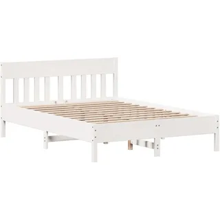 vidaXL Massivholzbett 140 x 200 cm Weiß