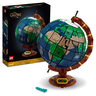LEGO 21332 Ideas Globus Set für Erwachsene, 3D Weltkugel zum Basteln, Vintage Modell als Home Deko oder Zimmerdeko