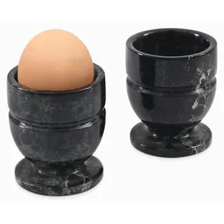 Eierbecher Set - Handgefertigte schwarze Eierbecher aus Marmor