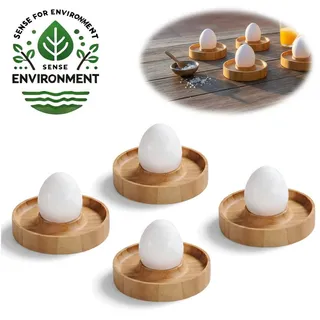 LS-LebenStil Eierbecher Nachhaltige Eihalter Holz 4 ́er Set Bambus Eierhalter Eibecher, (für das perfekte Frühstücksei auf dem Frühstückstisch, 4-tlg., Braun), natürliche Holzmaserung braun