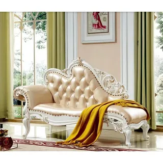 JVmoebel Chaiselongue Beige Chesterfield Liege aus Leder mit Wellenunterfederung, 1 Teile, Made in Europa beige