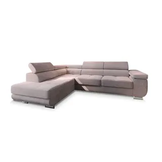 masseno Eckcouch Polyester mit Schlaffunktion 2-Sitzer Lila