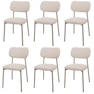 Mendler Esszimmerstuhl HWC-O26 Cord beige 6er Set