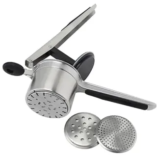 Kartoffelstampfer Edelstahl von DOERVISIT - Manueller Kartoffelstampfer mit 3 baren Feinheitsscheiben - Kartoffelpresse für glatte und cremige Kartoffelpüree, Obst, Gemüse, Yams, Kürbis