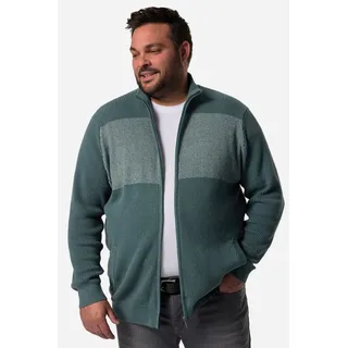 Men Plus Poloshirt Strickjacke Stehkragen Zipper blau L