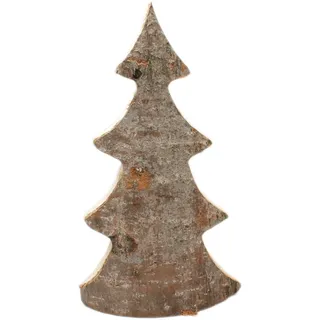 WB wohn trends Deko-Figur aus Natur-Holz mit Rinde, Tannen-Baum, 35x19x5cm, Weihnachten X-Mas Dekoration