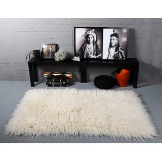 THEKO Flokati XXL Wollteppich 60 x 90 cm Beige