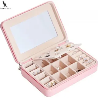 ® – Luxus-schmuckkästchen 2.0 – Modisches Schmuckkästchen – Schmuckkoffer – Ringe/ohrringe/halskette/uhr – Damen/mädchen – Große Reisegröße – Rosa
