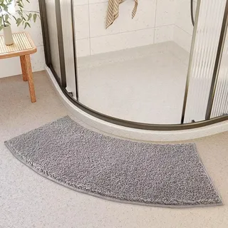 Duschmatte Halbrund rutschfeste, Mikrofaser Duschvorleger Runddusche, Gebogene Duschmatte Waschbar Badematte, Fächerförmig Fußpolster Badematte für Eckdusche