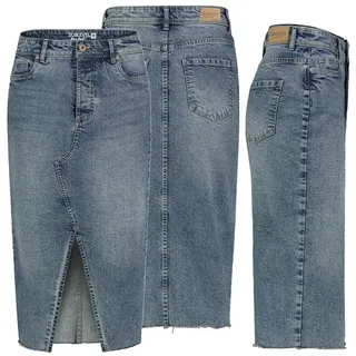 SUBLEVEL Jeansrock Damen Jeans rock Rock MAXI Lange Rock Denim Stretch Vintage Used-Look blau M / 38