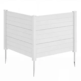 FANTASK Gartenzaun 2 Stück, 122 x 95 cm, Sichtschutz Zaun mit 3 Pfählen, dekorative Sichtschutzzaun aus PP & verzinktes Metall, Dekozaun, freistehender Sichtschutz für Garten Terrasse (Weiß)