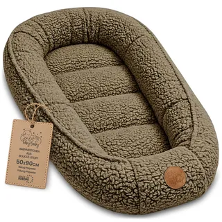 Babynest Nestchen Baby aus boucle - Babynestchen Neugeborene Nest für Kinder Bett und Babybett tragbar Kuschelnest Coccon für Jungen und Mädchen Dunkelbeige