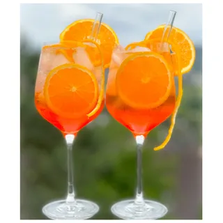Topkapi Aperol Spritz Gläser Set Laura XL - 6 Stück Wein Kelche, ~450ml | Inklusive Glashalme, ideal für Aperol Spritz, Lillet, Hugo, Amalfi, Cocktails, Sommerdrinks, Feiern, Events & Gastronomie.