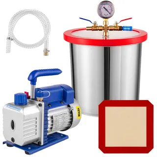 Vevor 12L Vakuumkammer Multifunktionspumpe 85L/Min Vakuumpumpe Unterdruckpumpe Edelstahl