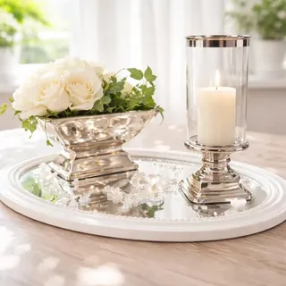 Windlicht Glas Windlicht mit Fuß Silber Deko für Hochzeit Tischdeko Weihnachten Windlichtsäule Weihnachtsdeko Hochzeitsdeko Tisch Nostalgie Weihnachten Deko Wohnzimmer Tischdeko Hochzeit Vintage