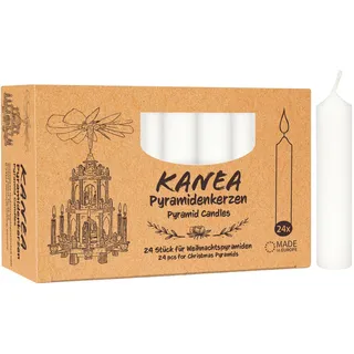KANEA Adventskerze Pyramidenkerzen - Weihnachtskerzen für Pyramiden - Weihnachtspyramiden (Kerzen Set, 24-tlg., Christbaumkerzen 7 cm groß, 14 mm), Weihnachtspyramiden Baumkerzen aus Wachs weiß