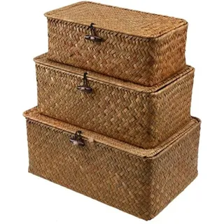 Weidenkorb Mit Deckel, Aufbewahrungsbox Aus Rattan Für Wäsche, Badezimmer, Wohnzimmer