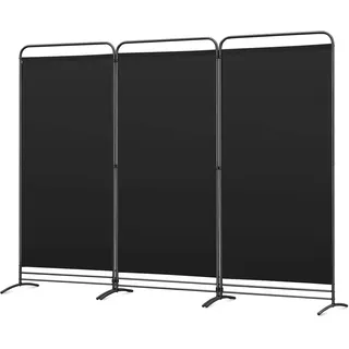 Angel Living Paravent 3 Teilig Klappbar Raumteiler Freistehend Sichtschutzwand Raumteiler Stellwand Trennwand Sichtschutz für Büros, Balkon,Schlafzimmer,Außengarten,243cm x 180cm Schwarz