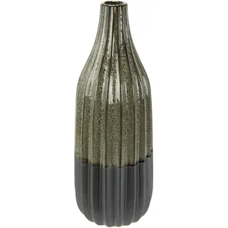 Dekovase I.GE.A. "Vase aus Keramik, geriffelt, bauchig, matt glänzend", grau, B:12cm H:36cm, Keramik, Vasen, Flaschenform, Blumenvase, Tischdeko, Keramikvase