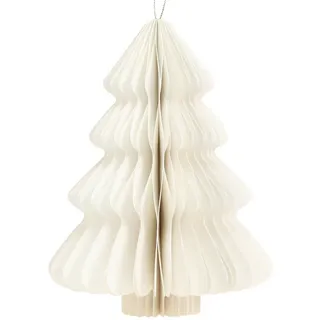 Kaemingk Christbaumschmuck Elegante Weihnachtsbaum Hängedeko aus Papier für festliche, 5 Stück weiß