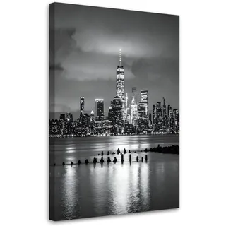 Leinwandbild Panorama New York City Bei Nacht 80x120