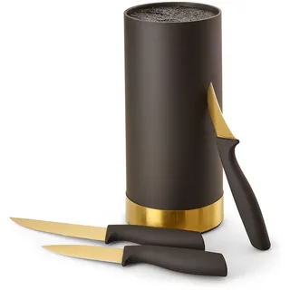 Echtwerk Messerblock Schwarz, 4-teilig Gold, edition