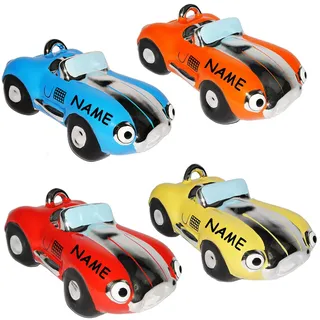 alles-meine.de GmbH Sparbüchse - Rennwagen/Auto/Oldtimer - incl. Namen - stabile Spardose aus Porzellan/Keramik - mit Schloß - Fahrzeug Sparschwein lustig Führerschein ..