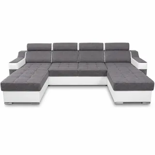 Ecksofa GERI U-XXL mit Schlaffunktion U-Form Bettkasten Kopfstützen Stoffwahl 19