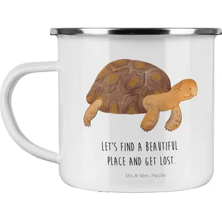 Mr. & Mrs. Panda Camping Emaille Tasse Schildkröte Marschieren - Geschenk, Tasse Camping, Urlaub, Camping Tassen Emaille, Meer, Inspiration,