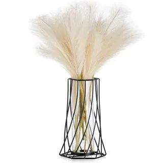 Sziqiqi Vase Schwarz für Pampasgras: Metall Reagenzglas Vase Glas Modern | 21cm, Tulpenvase, Stockholm, Nordisch, Wohnzimmer, Hochzeit, Esstisch, Tischdeko
