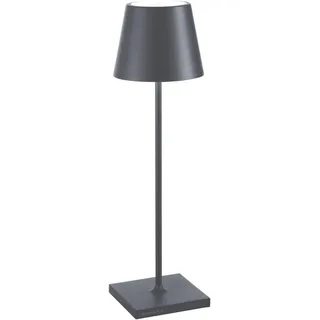 Zafferano, Poldina Pro Lampe, Kabellose, Wiederaufladbare Tischlampe mit Touch Control, Auch für den Außenbereich Geeignet, Dimmer, 2200-3000 K, Höhe 38 cm, Farbe Dunkelgrau