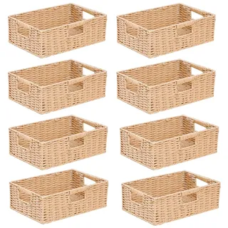 Geflochtener Korb 1 Stück 23 * 35 * 10CM Rechteckiger Rattan Korb Temple Dekokorb Stapelbare Wasserhyazinthe Organizer Körbe Makramee Box für Geschenkekorb Brotkorb Snacks Aufbewahren(19#)