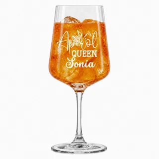 Aperol Spritz Glas mit Name - Personalisiertes Weinglas mit Gravur | Aperol Glas mit Wunschname | Geschenk Freundin Geburtstag Muttertag | Lasergravur (Aperol Queen)