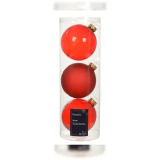 Christmas Decorations Kaemingk Weihnachtskugeln Glas 10cm 3er Set - große Christbaumkugeln Weihnachtsbaumkugeln Groß Christbaumschmuck Weihnachtsbaumschmuck Deko Weihnachtsrot transparent