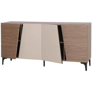 Mendler Sideboard 80 x 160 x 42 cm Nussbaum-Optik hell / Beige