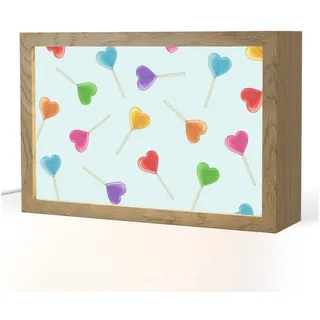OnlyWow Tischleuchte Lightbox Lollipop - Regenbogen - Bonbon, Dimmbar, Farbwechsel, LED, Warmweiß, Kaltweiß, Neutralweiß Einstellbar, Tischlampe, Schreibtischlampe, Desk, Dimmbar, mit Kabel, LED 30 cm x 8 cm x 20 cm