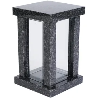 Grab-Lampe Granit Impala Friedhofs-Laterne Grab-Schmuck Glas Grab-Licht modern